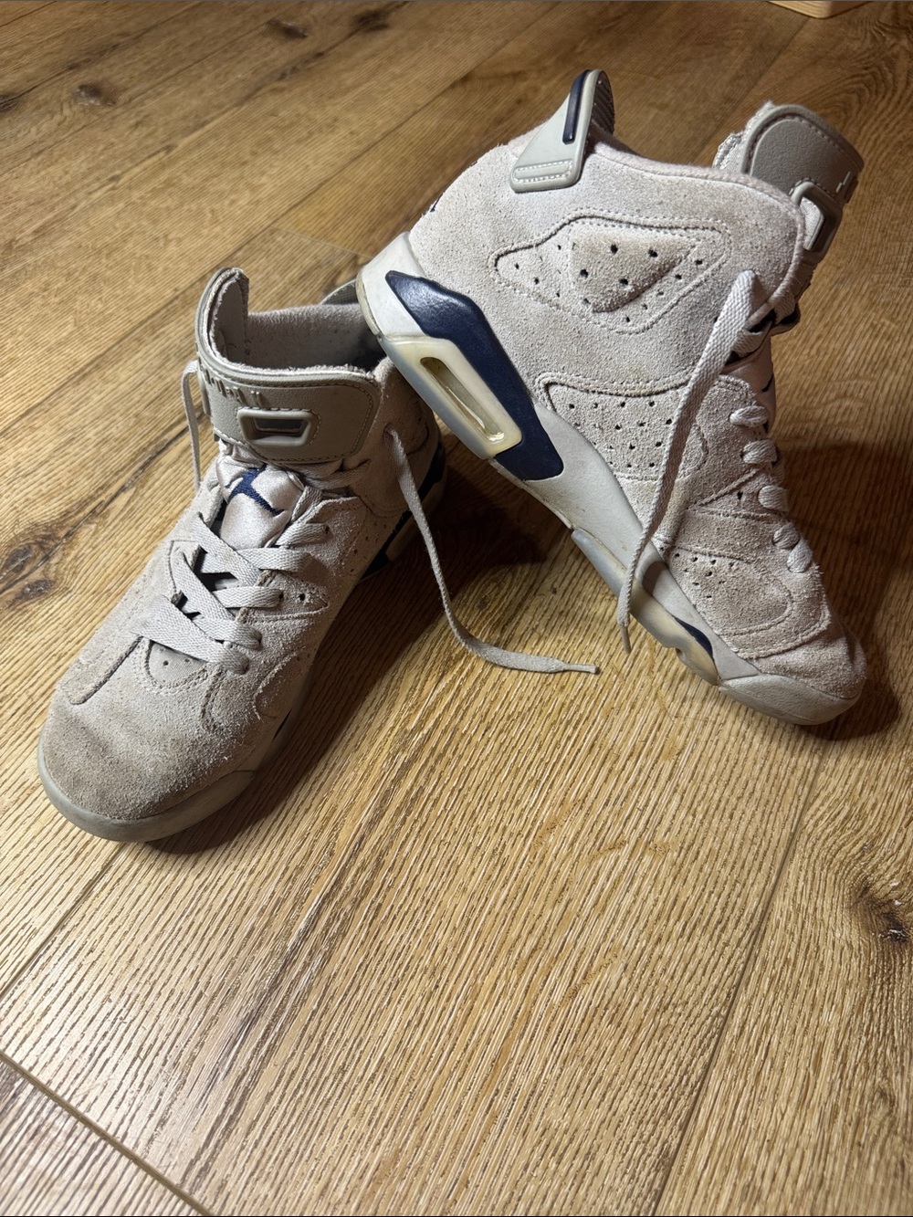 Jordan Kids Suede High-Top Sneakers in Grey with Navy Accents
